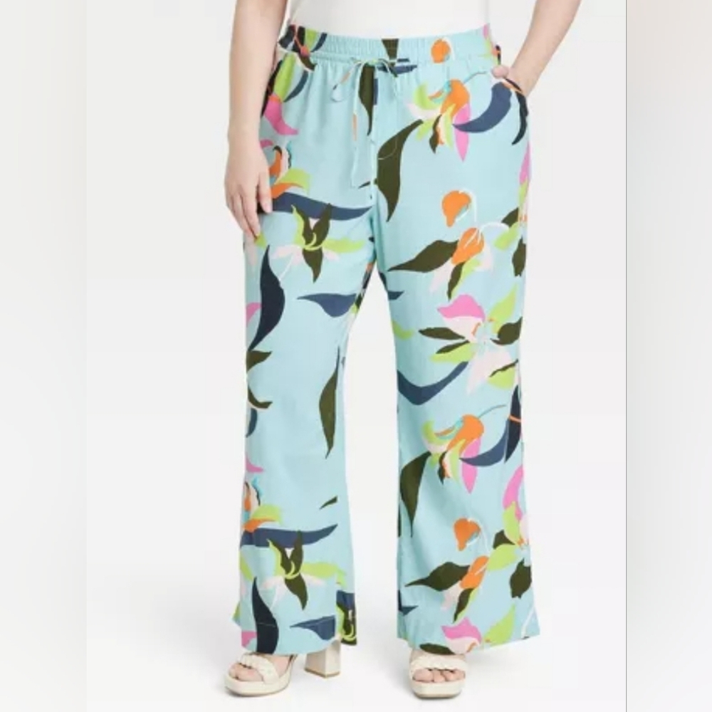 Women's High-Rise Wide Leg Linen Pull-On Pants - Picture 4 of 6